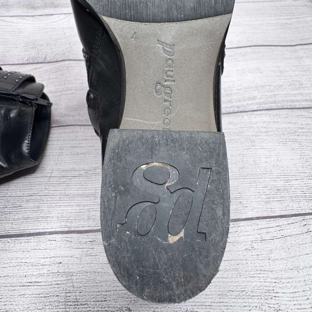 Paul Green Black Leather Soho Moto Studded Buckle Ankle Boots Size 4 UK 6.5 US - Picture 11 of 11
